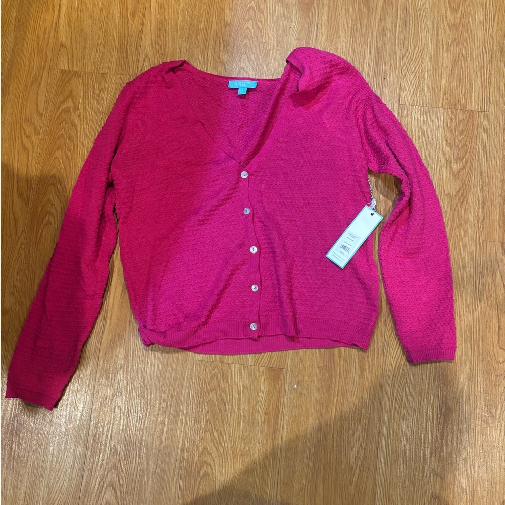 Vibrant Pink Button-Up Cardigan